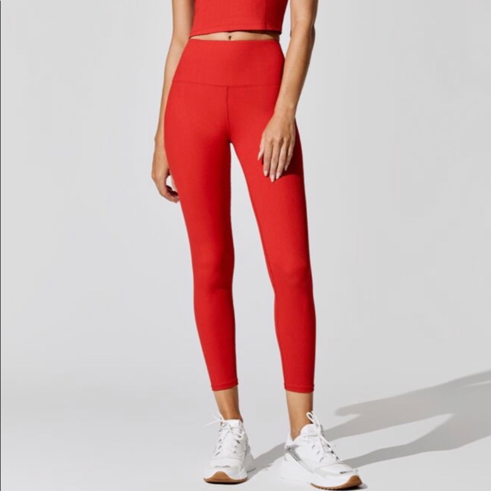 NWT CARBON38 Ribbed 7/8 Legging in Color Chili